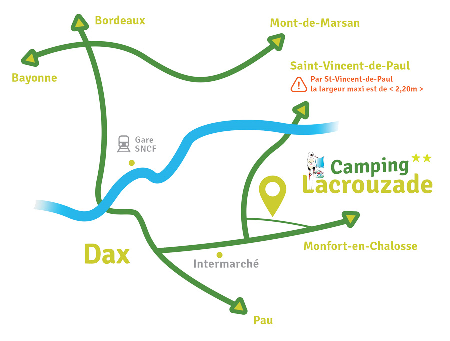 Plan d'accès au Camping Lacrouzade